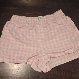 Sincerely Jules Pink Gingham Cotton Boxer Shorts - Size Small
